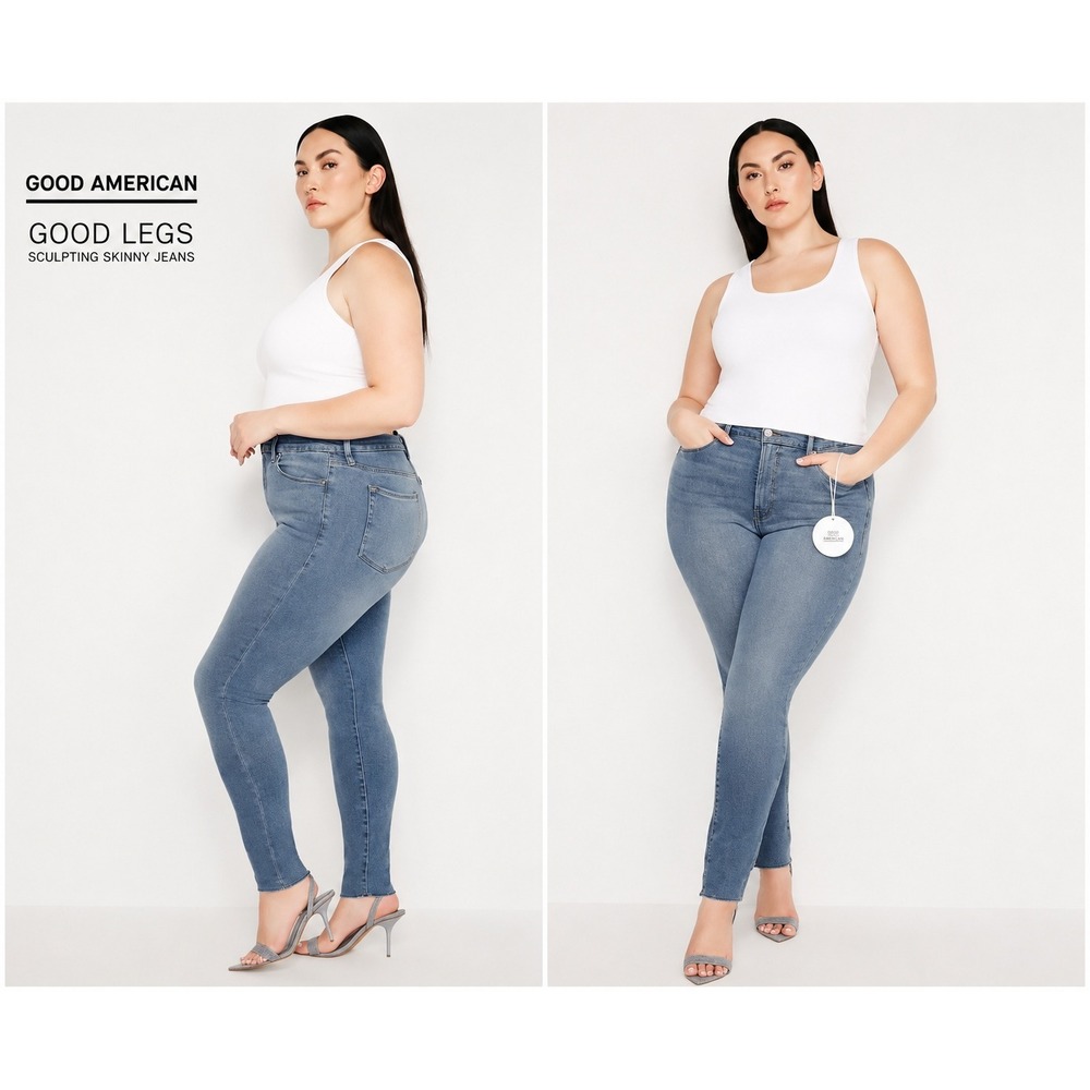 Good American Good Legs Skinny Jeans High Rise Sculpt Light Wash NWT Sz 24